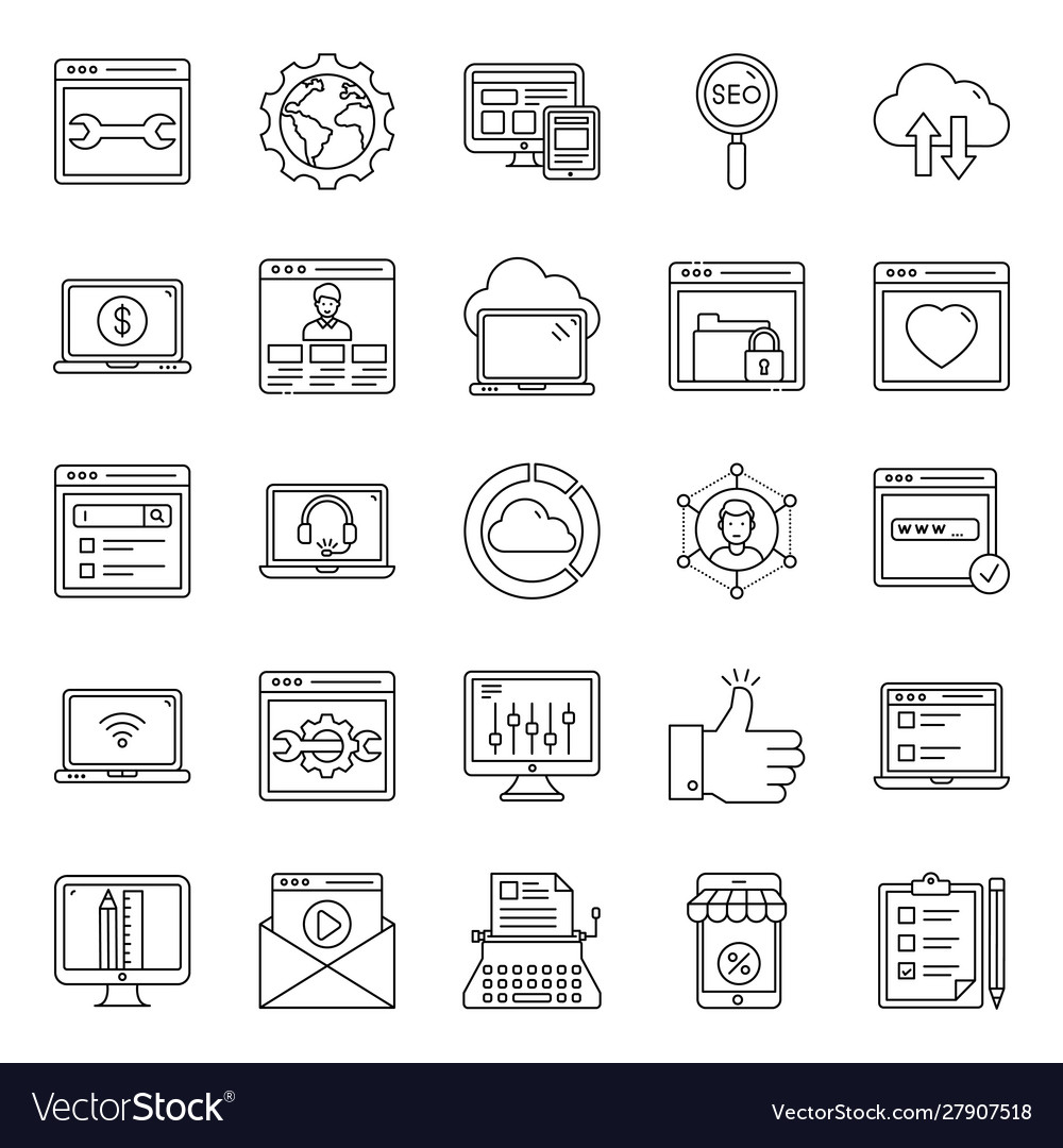 Web design line icons pack