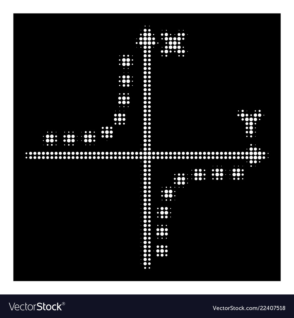 White halftone hyperbola plot icon