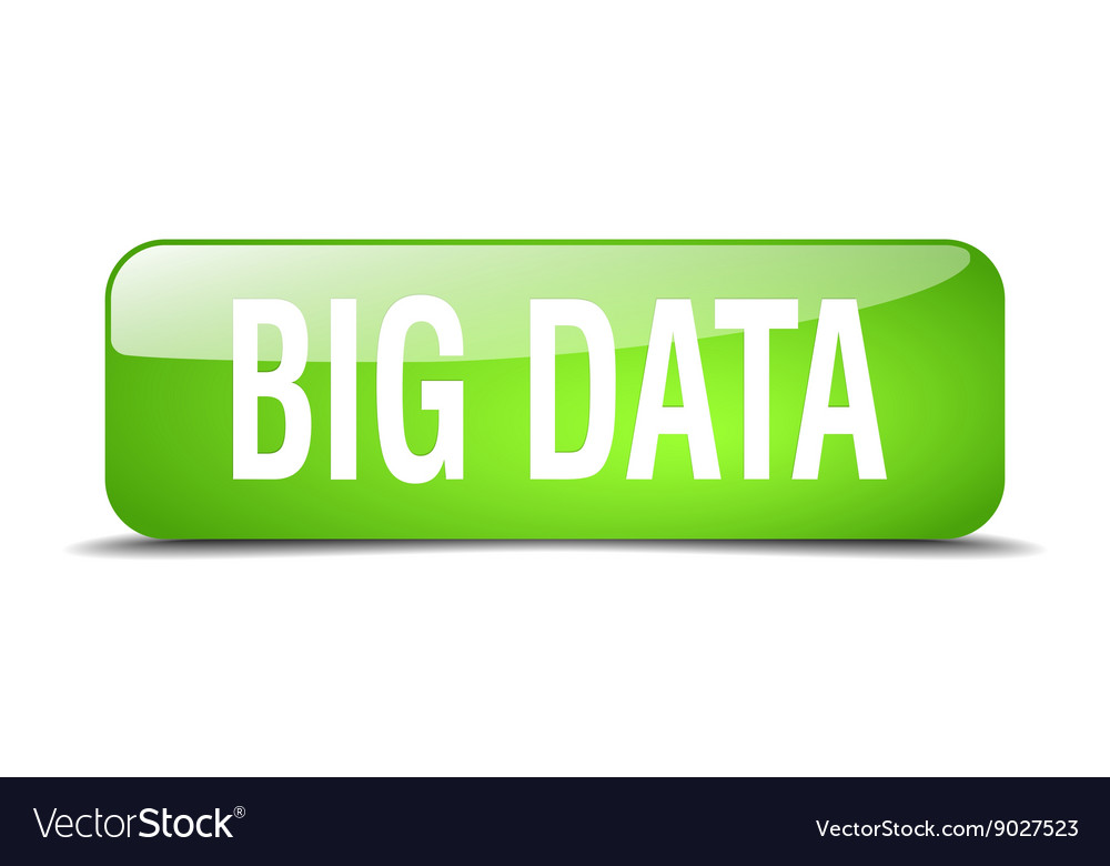 Big data green square 3d realistic isolated web