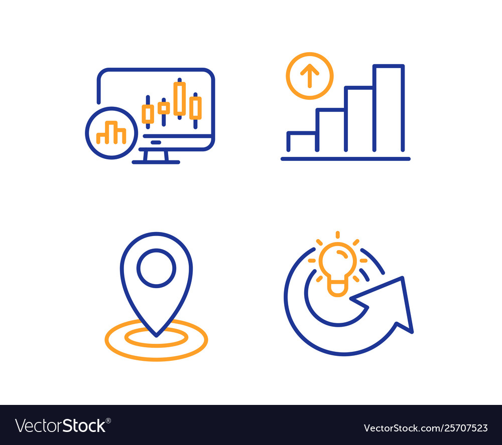 Candlestick chart graph and location icons