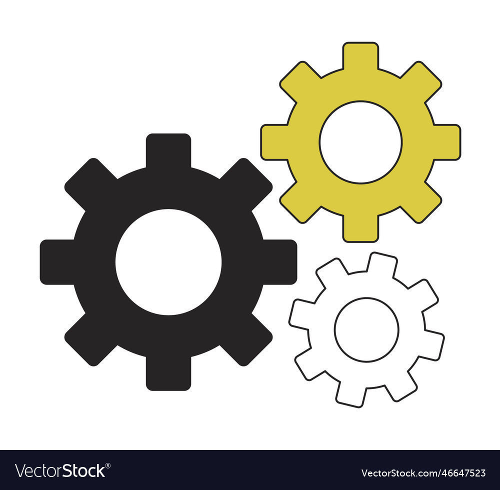Cogwheels linear flat duo color object Vector Image Cogwheels linear flat duo color object