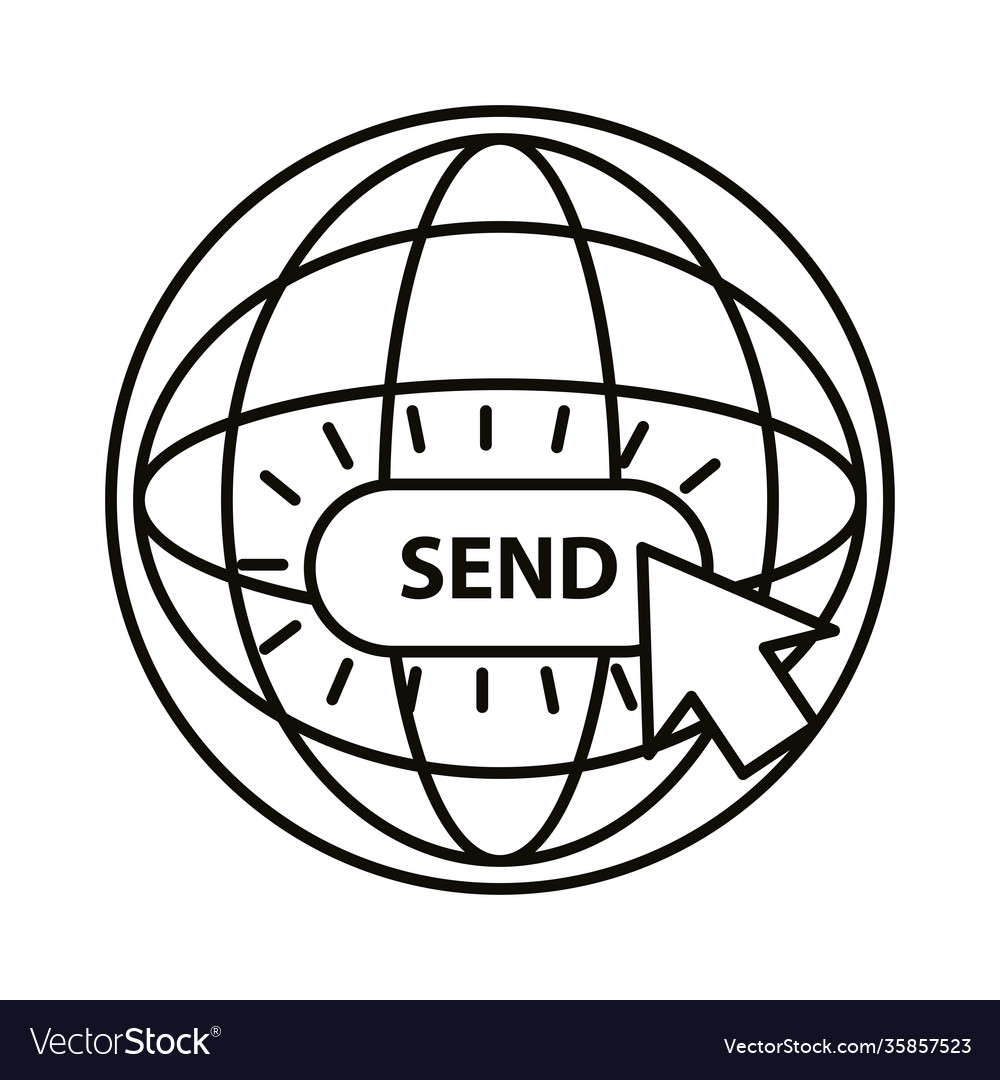 Digital marketing global sphere with send button