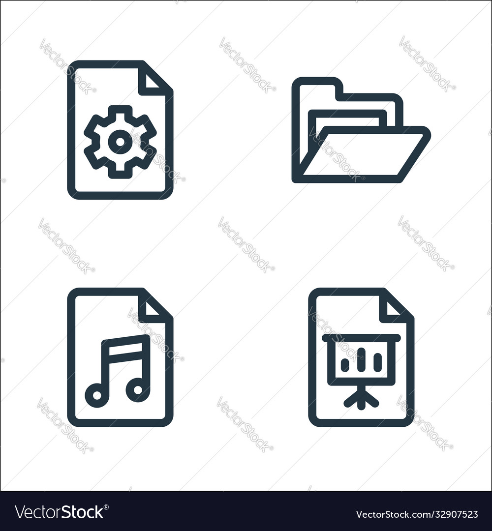 Dokumenten- und Dateizeile Icons linear set Qualität vector image Dokumenten- und Dateizeile Icons linear set Qualität