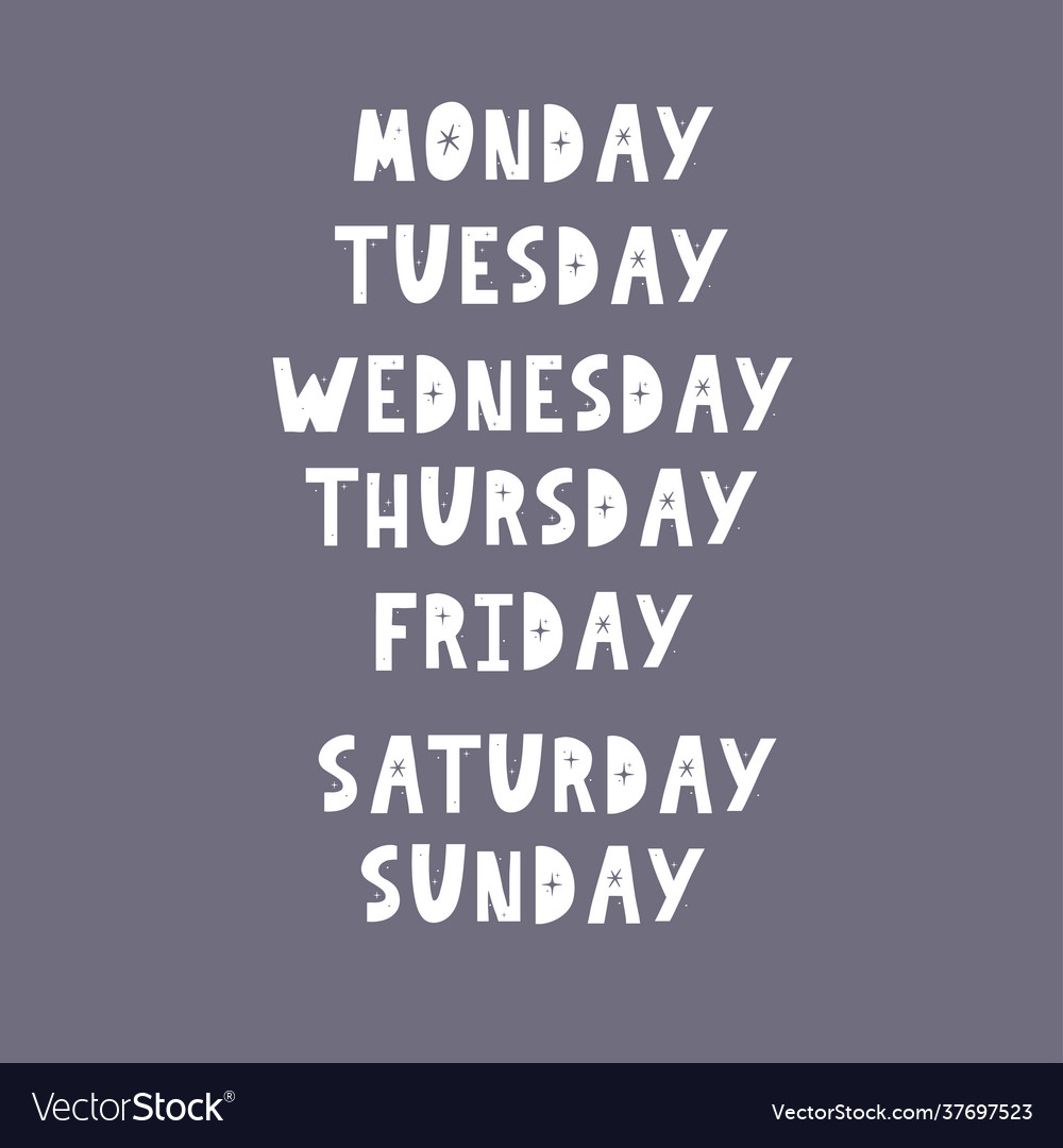 Handwritten days week sunday monday tuesday Vector Image