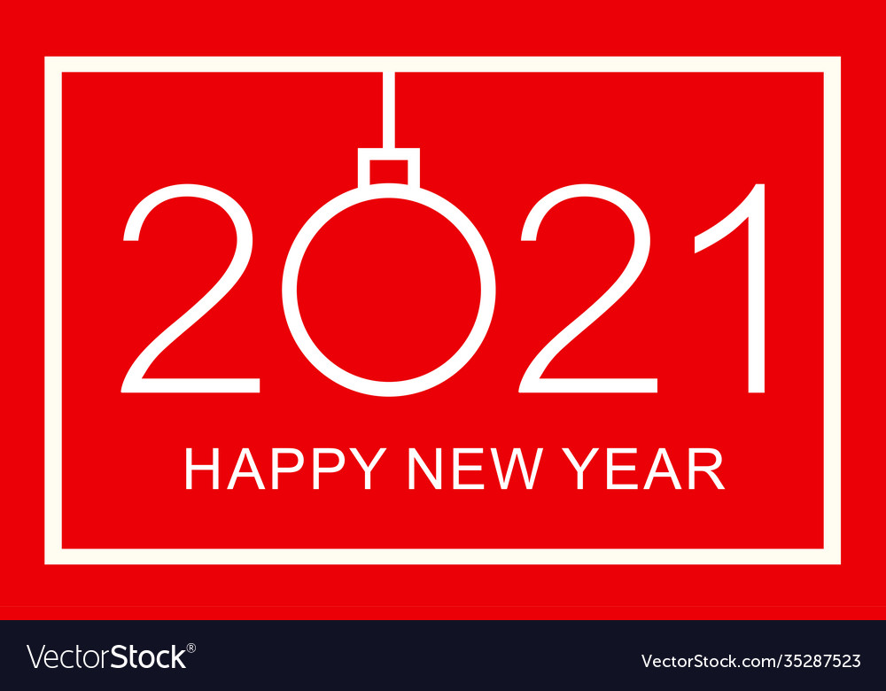 Happy New Year 2021 Greeting Card Design Isolated Vector Image