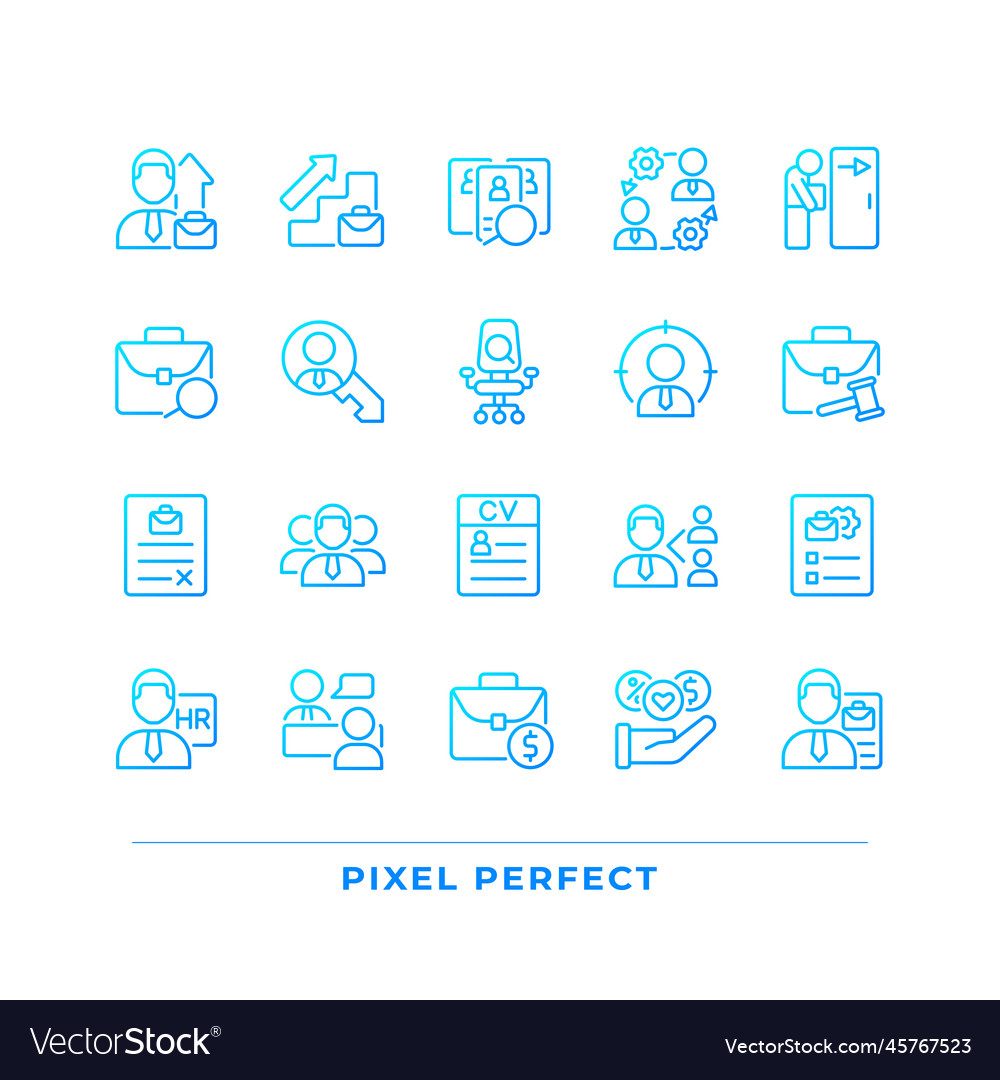 Hiring pixel perfect gradient linear icons set