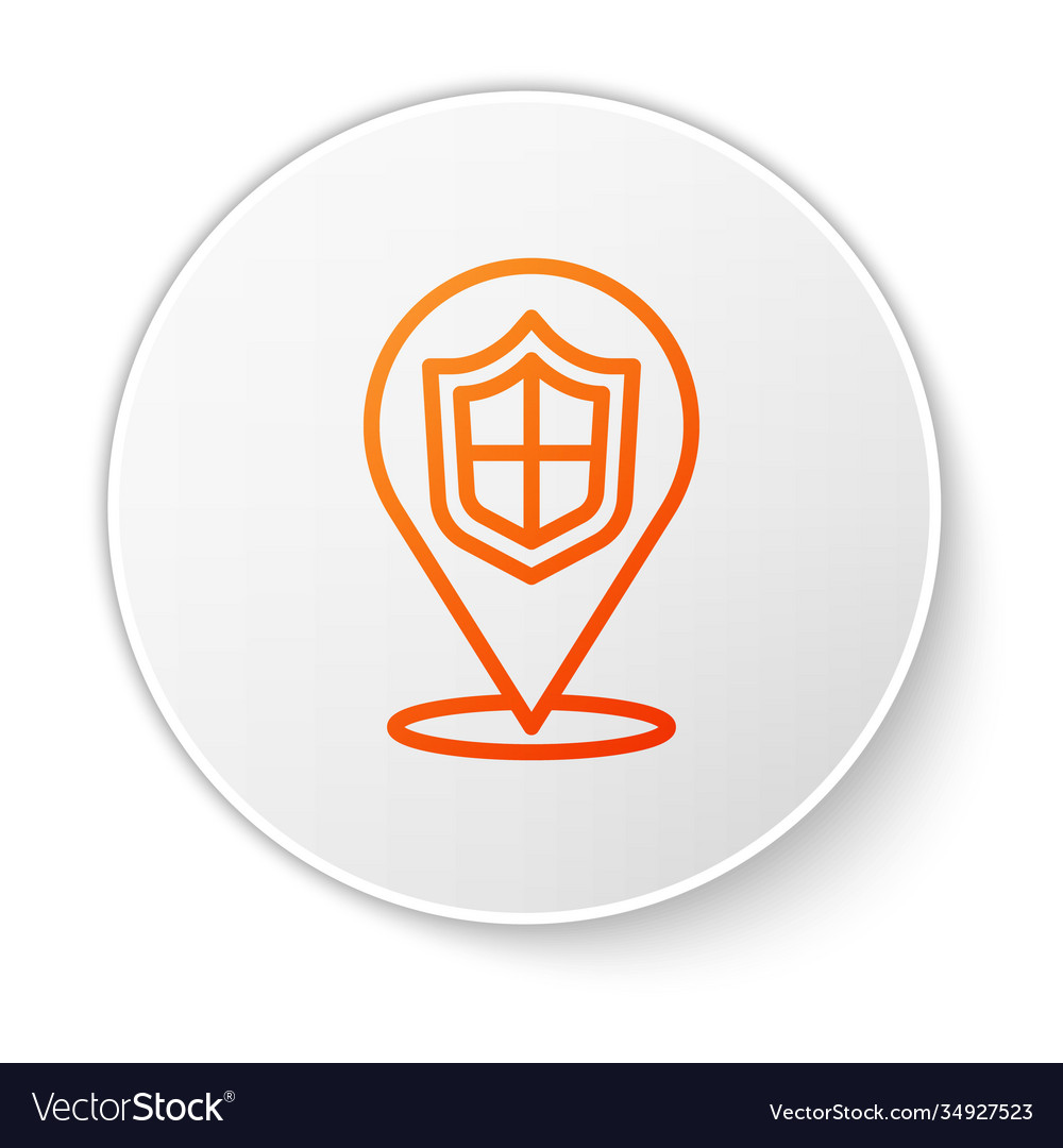 Orange line location shield icon isolated on white vector image Orange line location shield icon isolated on white