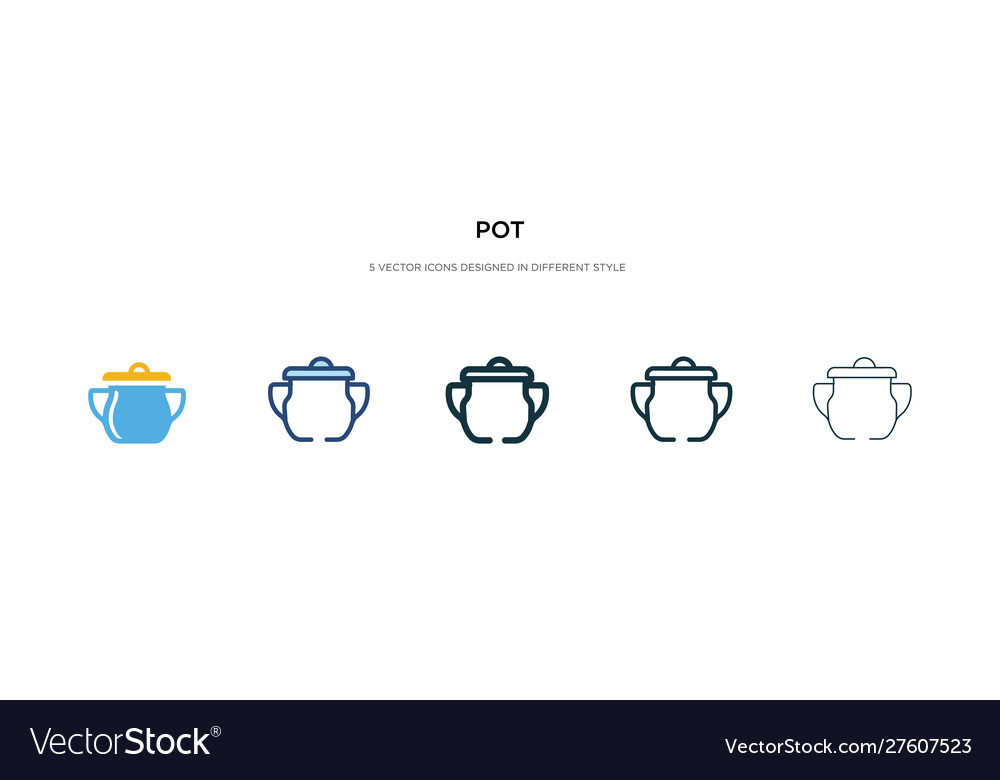 Pot icon in different style two colored