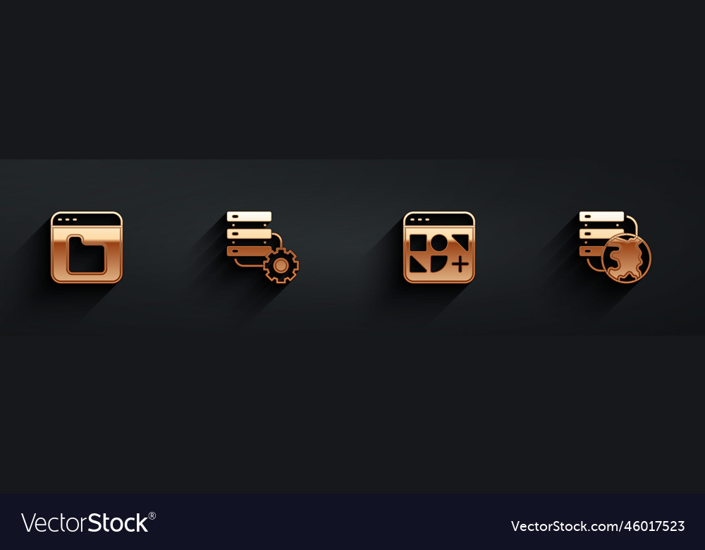 Set browser files server and gear different vector image Set browser files server and gear different