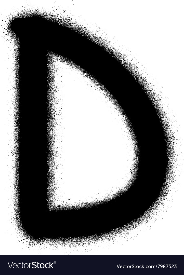 Sprayed d font graffiti in black over white