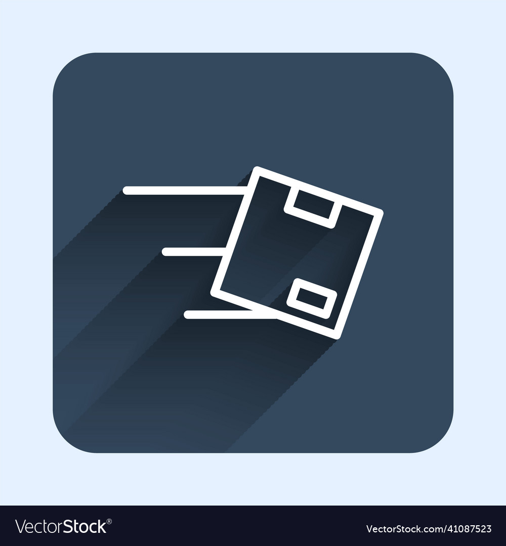White line location with cardboard box icon vector image White line location with cardboard box icon