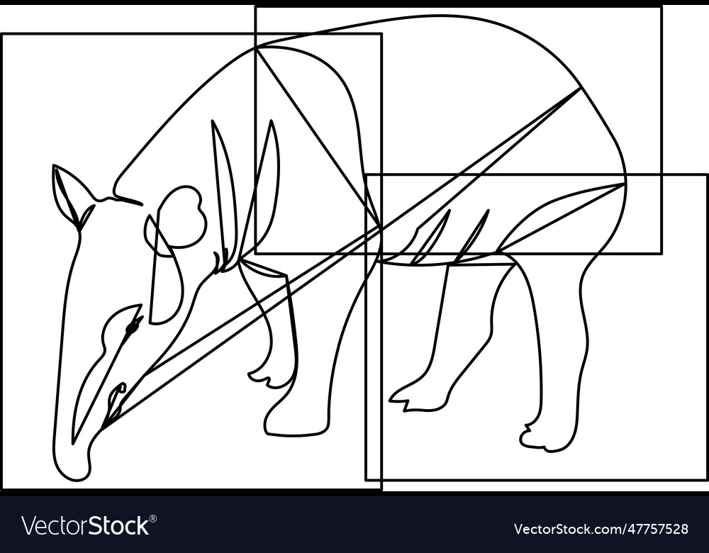 Abstract line of tapir with square on empty