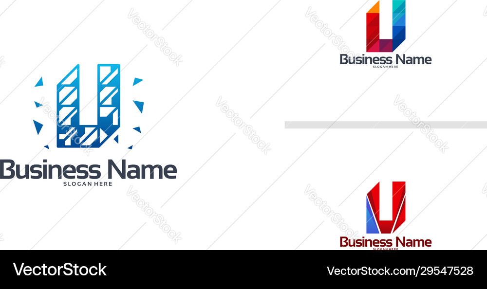 Abstract modern u pixel initial logo designs Vector Image