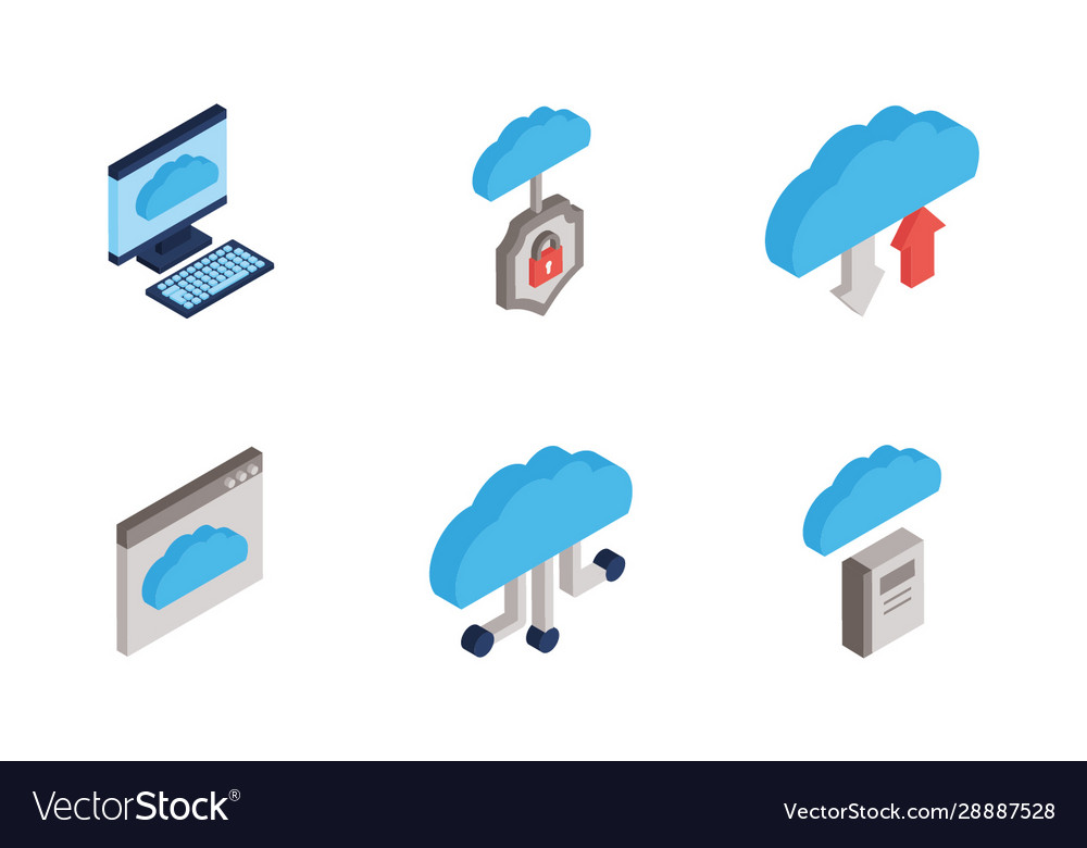 Bundle cloud computing tech icons