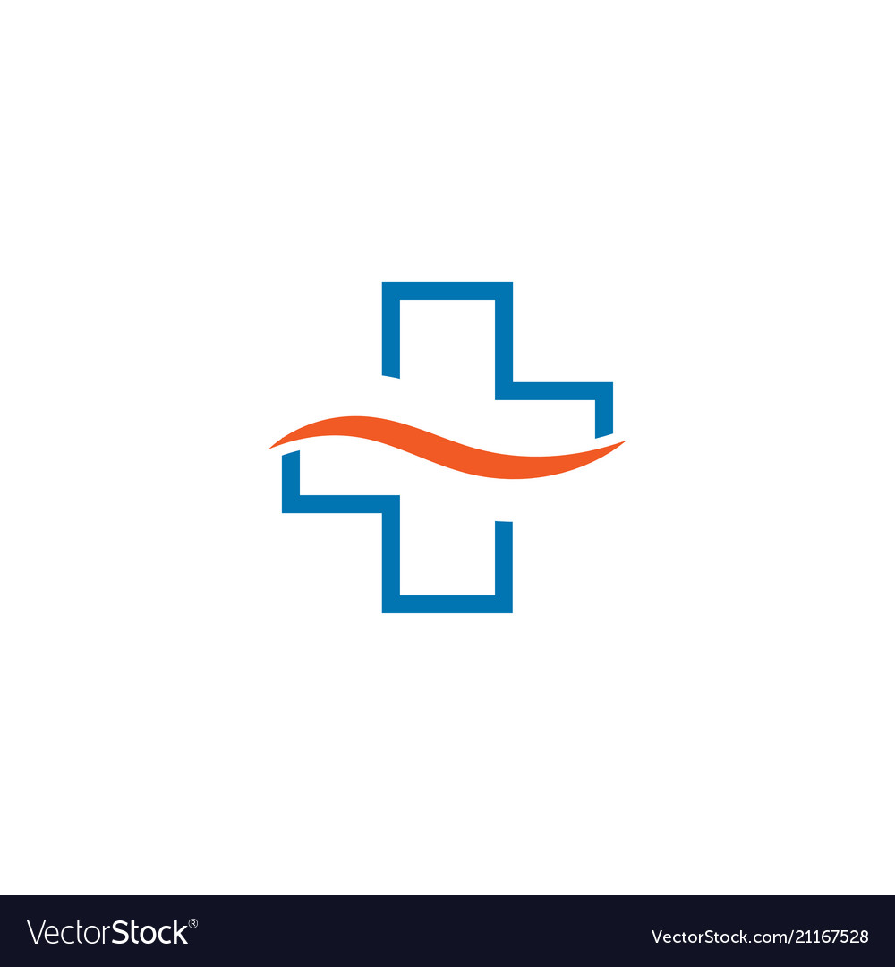 Clean simple health cross with wavy lines vector image Clean simple health cross with wavy lines