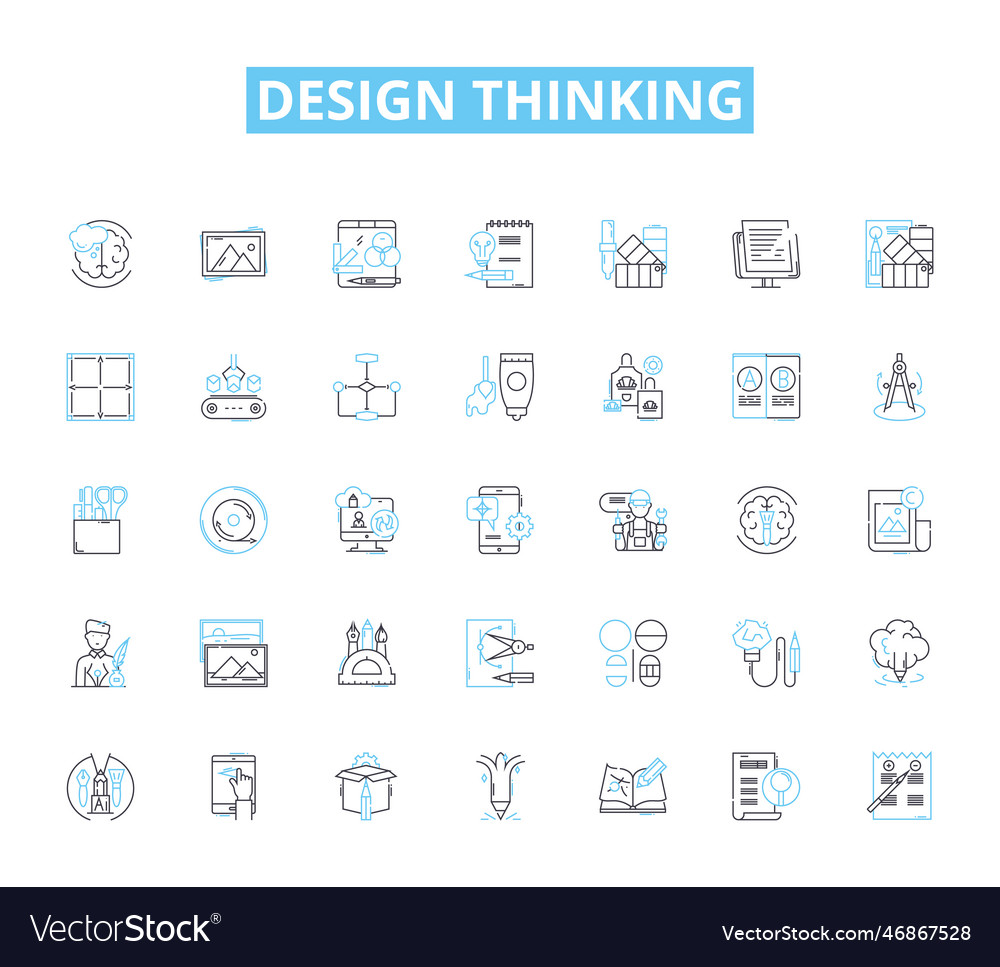 Design thinking linear icons set ideation Vector Image Design thinking linear icons set ideation