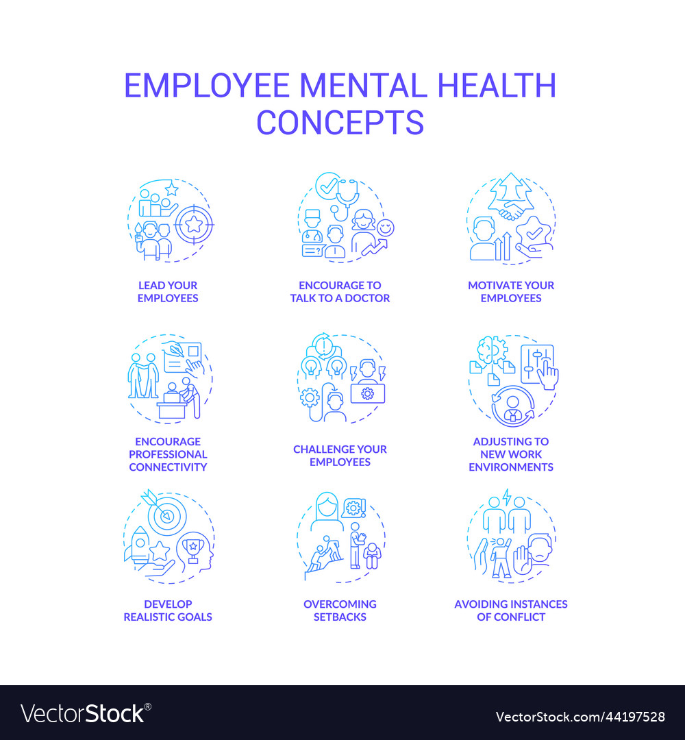 Employee mental health blue gradient concept Vector Image