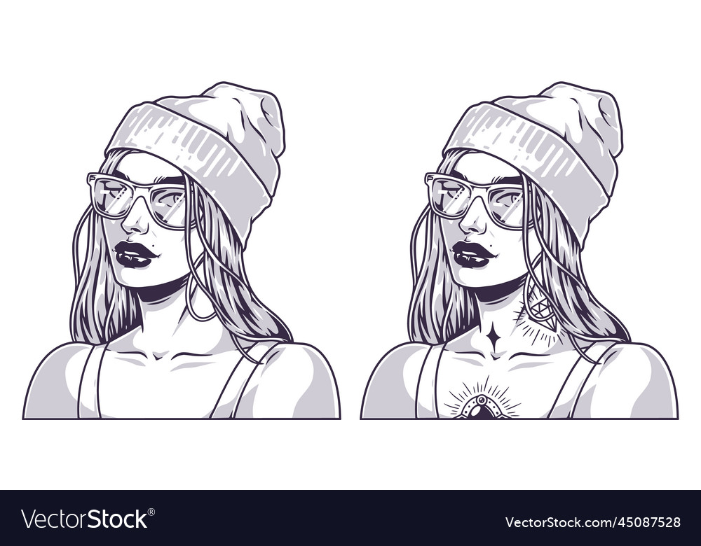 Generation Z Girl Monochrome Label Royalty Free Vector Image