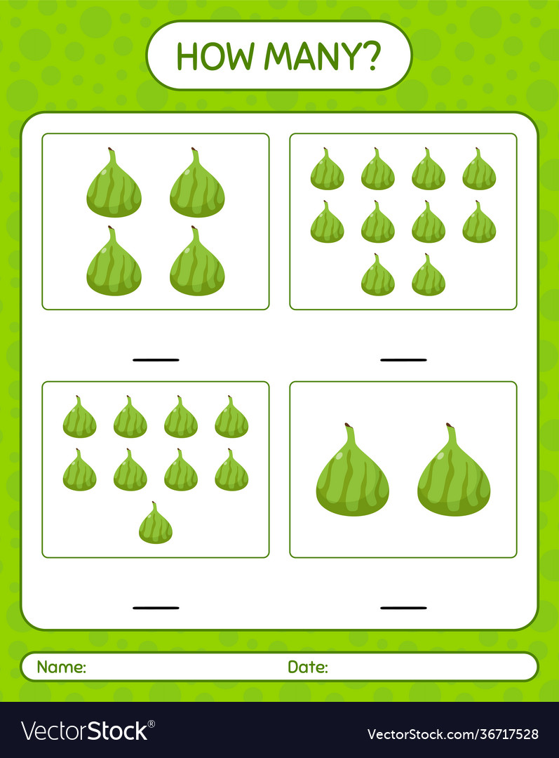 How many counting game with indian fig worksheet vector image How many counting game with indian fig worksheet