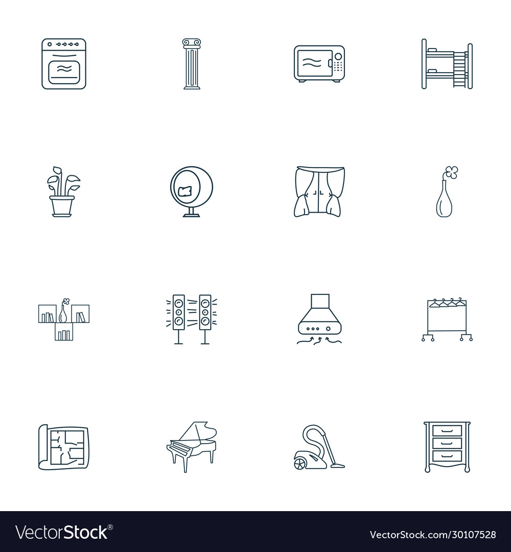 Interior icons line style set with column double