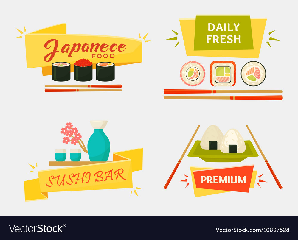 Japanese Sushi And Rolls Wooden Chopsticks Vector Image