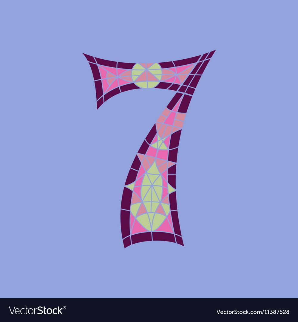 Low poly number 7 in colored mosaic polygon