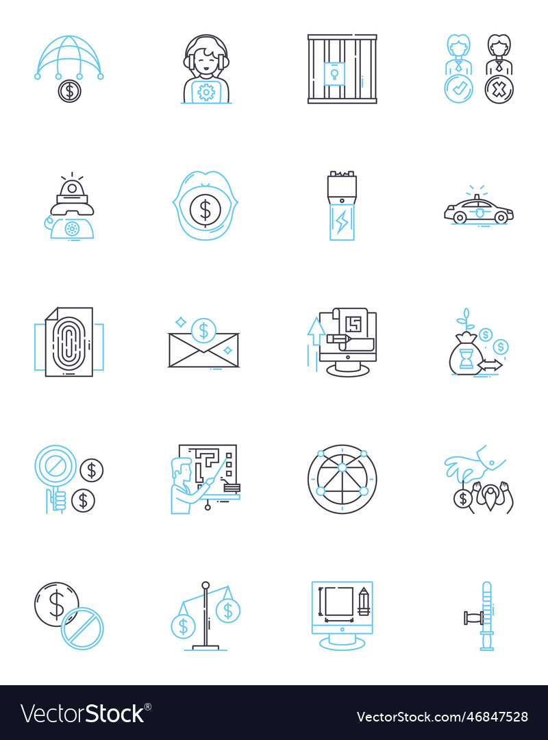 Misconduct linear icons set unethical