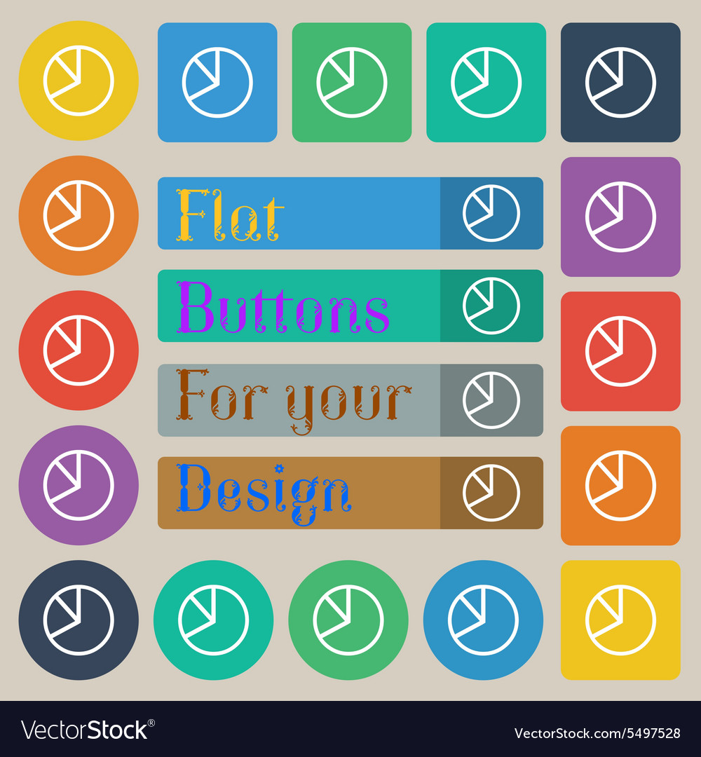 Pie chart graph icon sign set of twenty colored