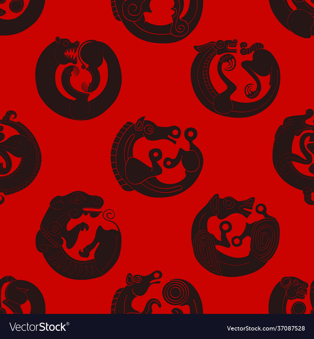 Seamless pattern with ancient scythian art