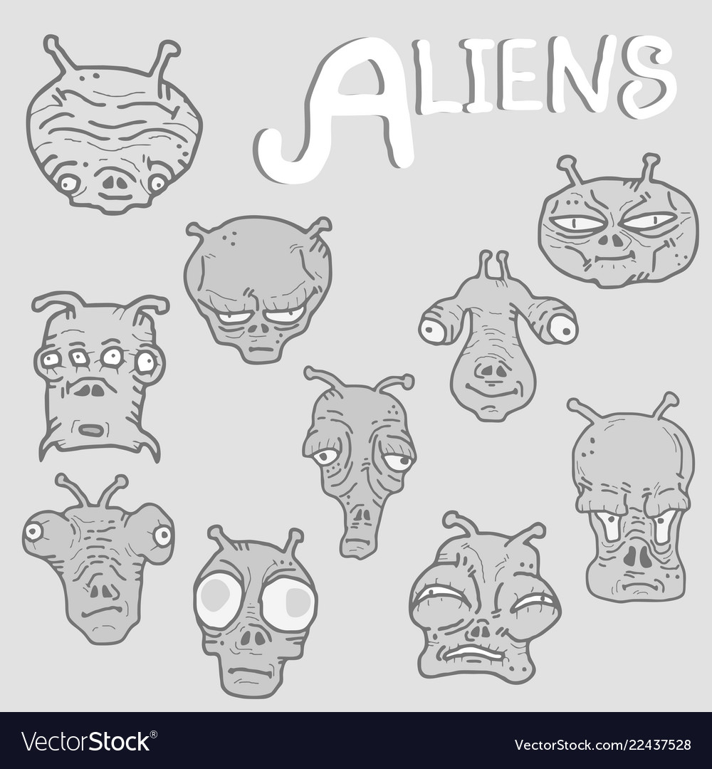 Set alien faces collection Vector Image Set alien faces collection