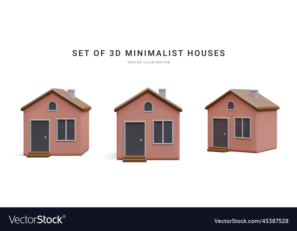 Set of 3d realistic homes isolated on light