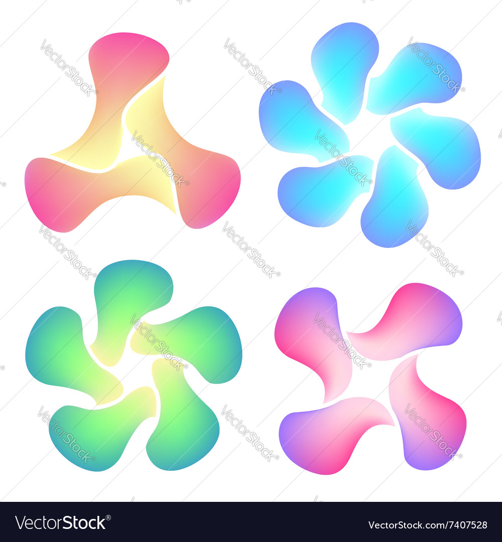 Set of colourful mesh logotypes on white