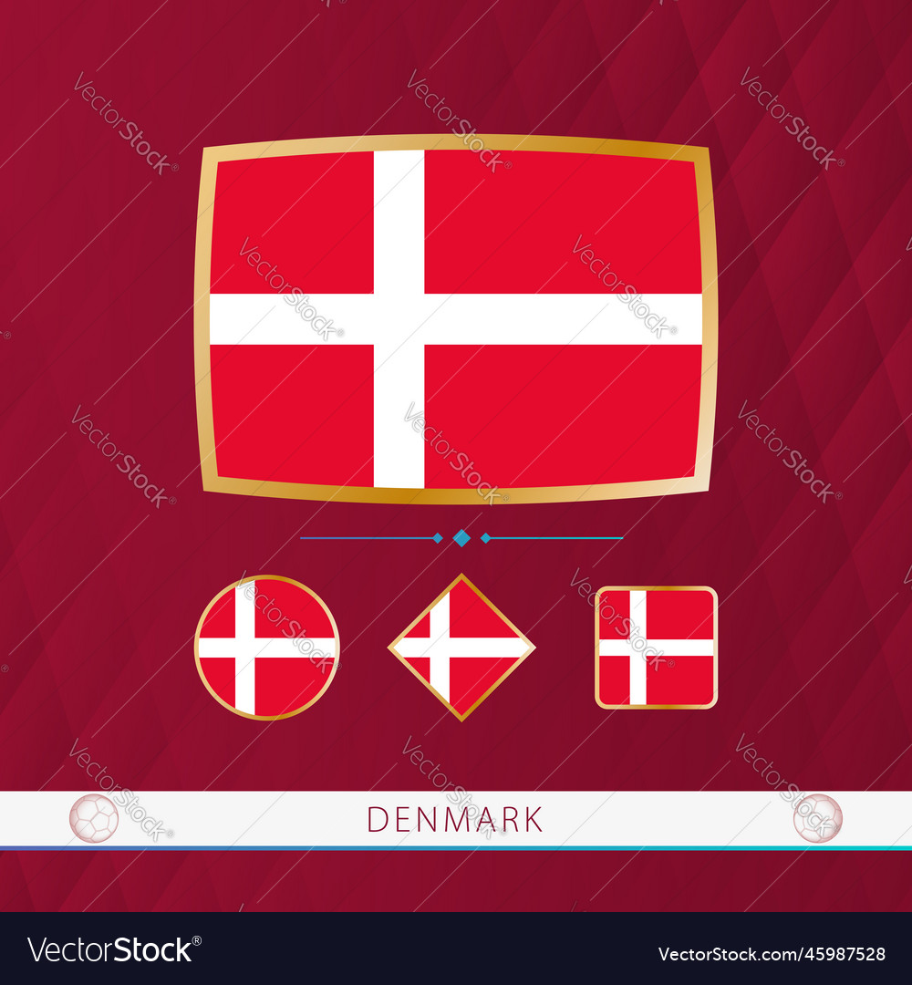 Set of denmark flags with gold frame for use Vector Image Set of denmark flags with gold frame for use