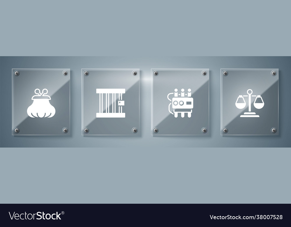 Set scales justice dynamite and timer clock vector image Set scales justice dynamite and timer clock