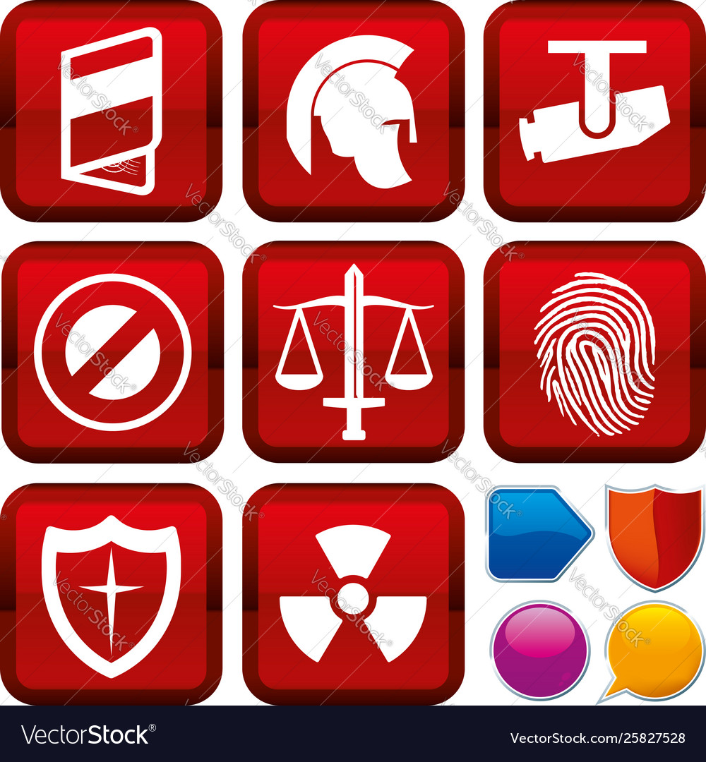 Set security icons on square buttons geometric
