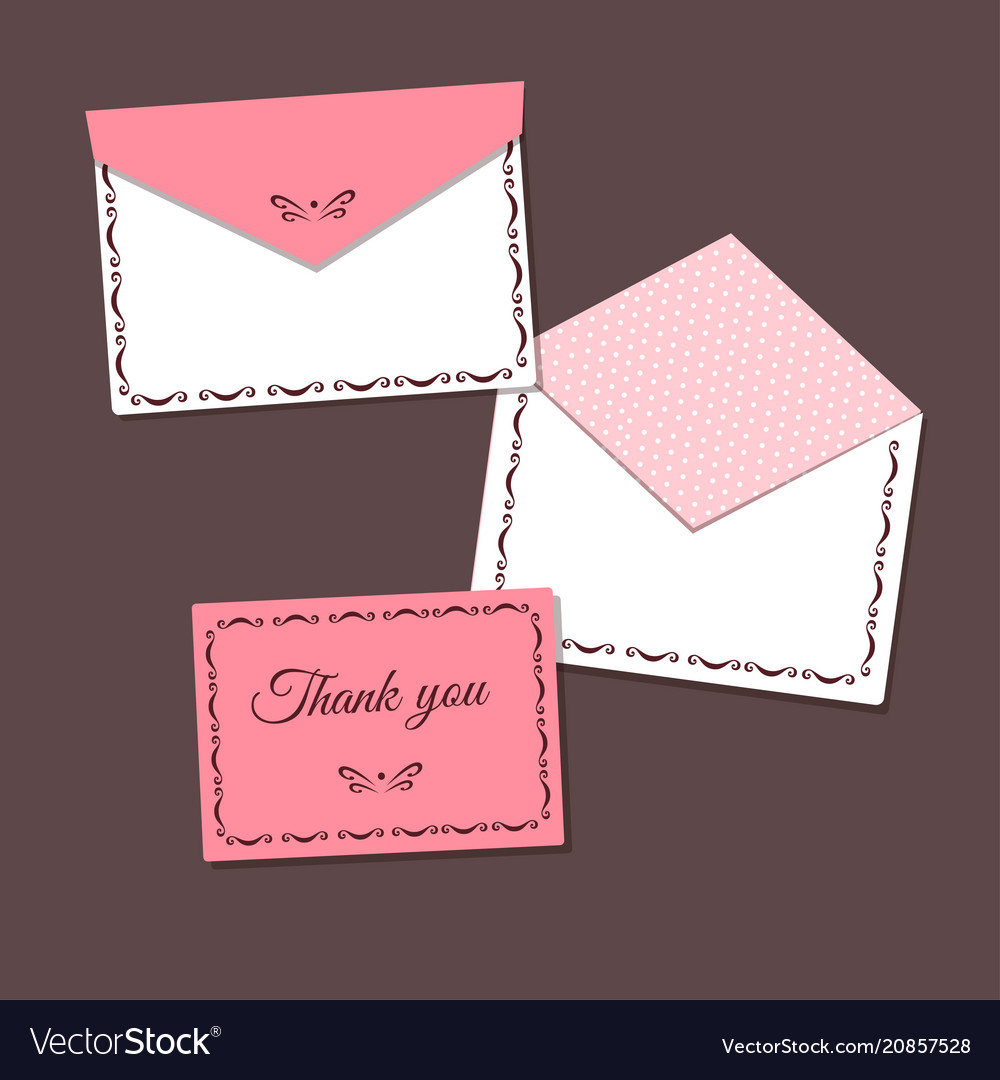 Thank you card and open closed envelope