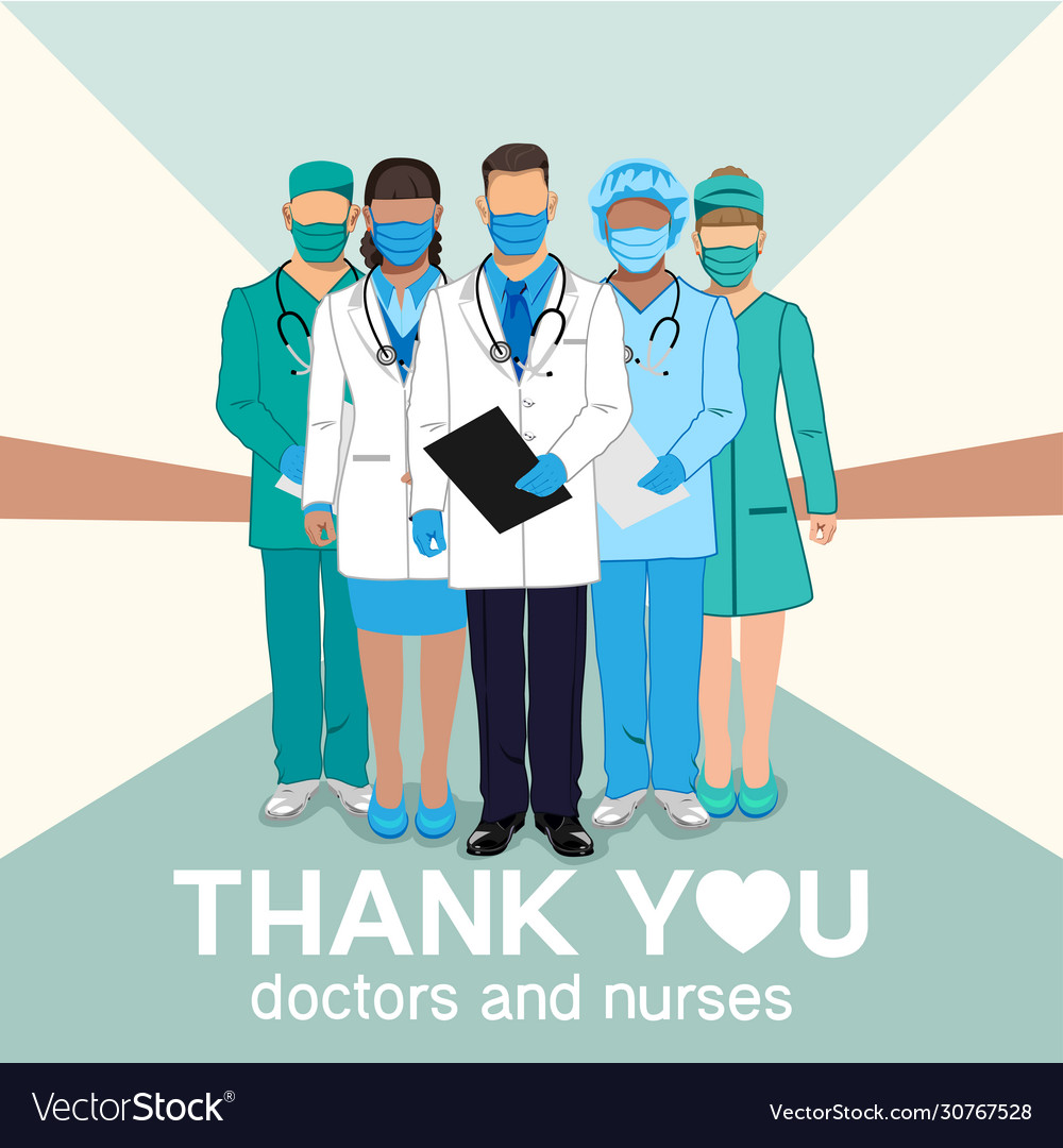 Thank you to doctors and nurses Royalty Free Vector Image