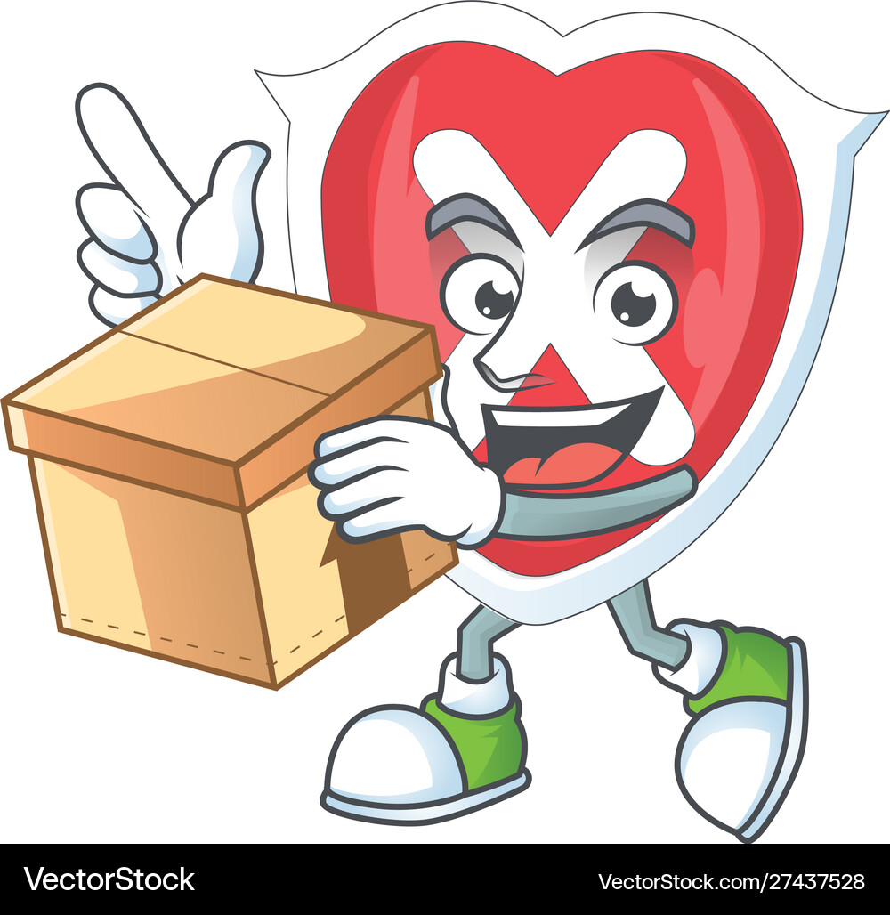 With box cross shield cartoon for emblem denied Vector Image