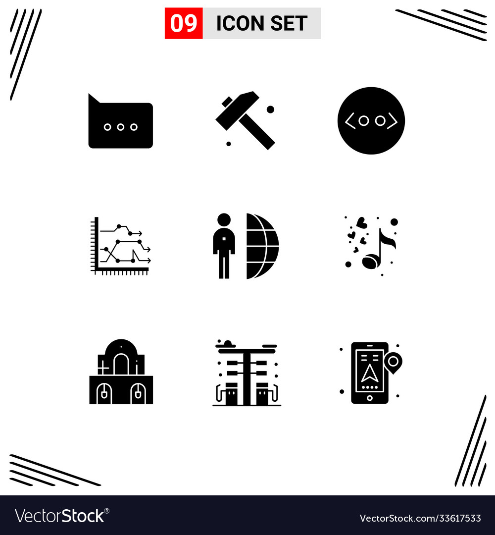 9 universal solid glyphs set for web and mobile
