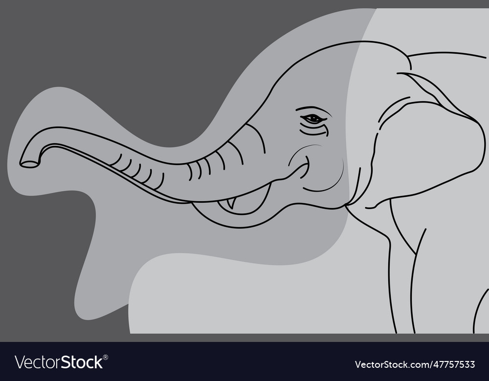 Abstract line of elephant with grey color Vector Image