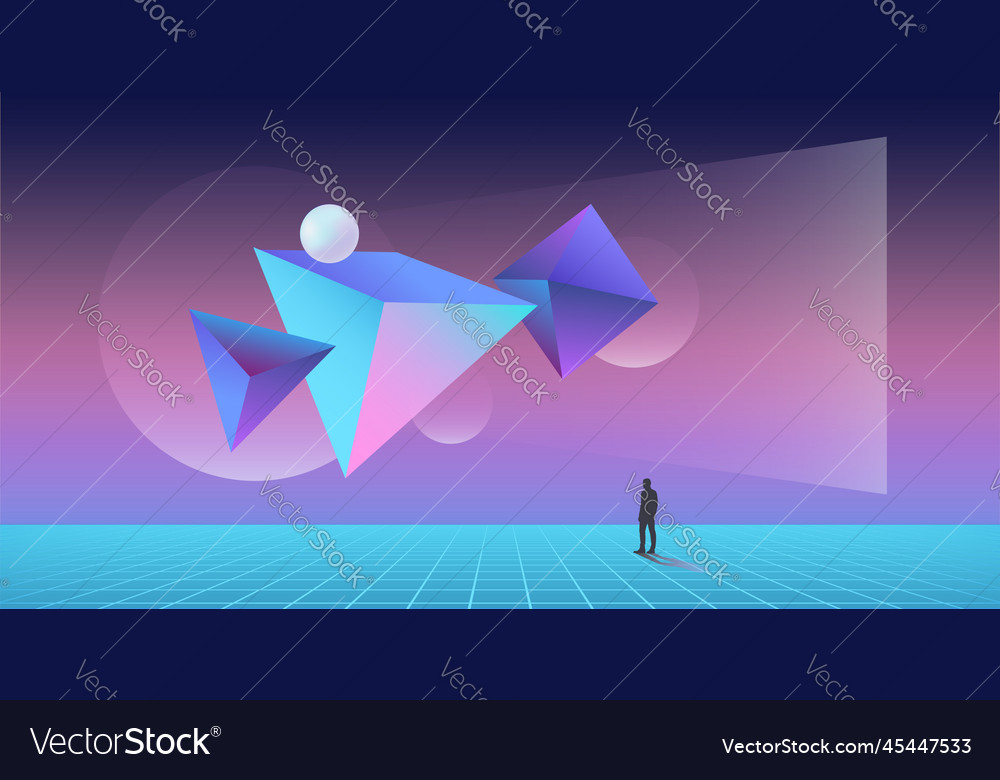 Abstract planets on a background of wireframe vector image Abstract planets on a background of wireframe