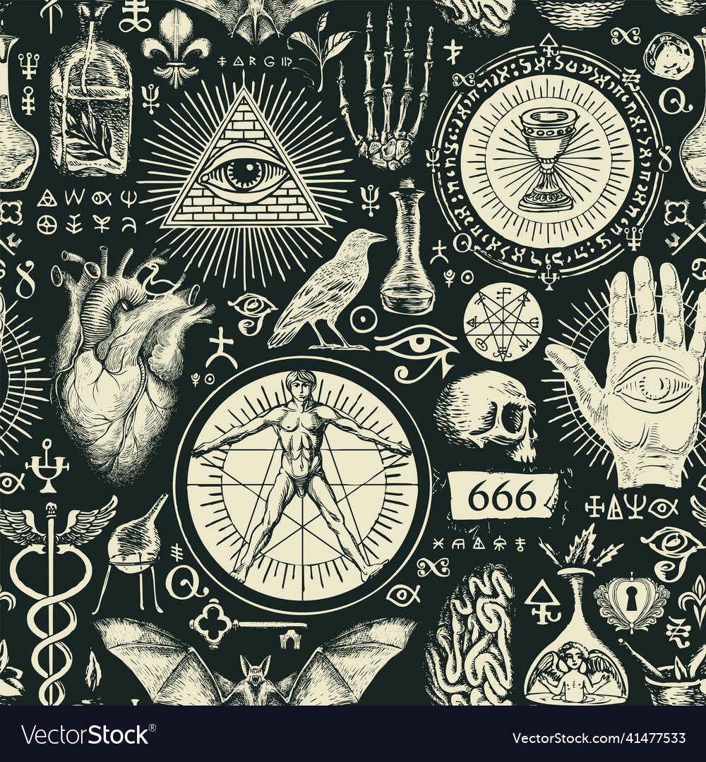 Abstract seamless pattern on theme of occultism Vector Image