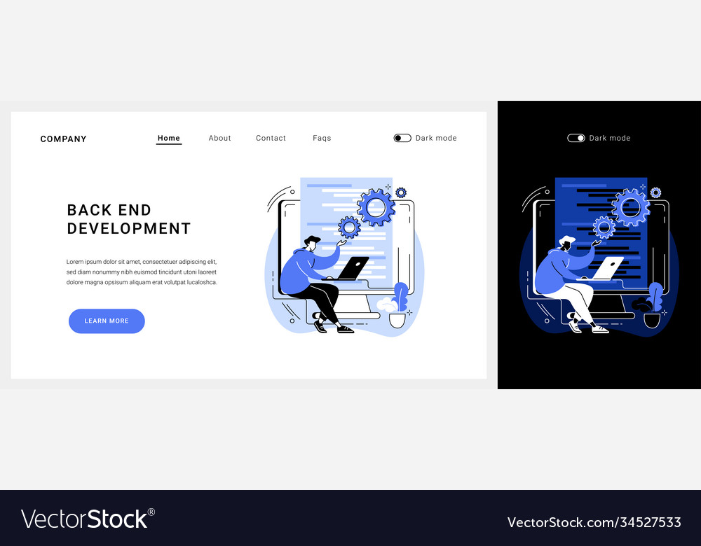 Back end development concept landing page vector image Back end development concept landing page