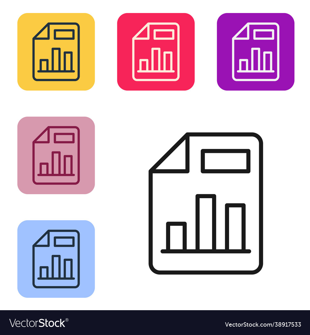 Black line document with graph chart icon isolated vector image Black line document with graph chart icon isolated