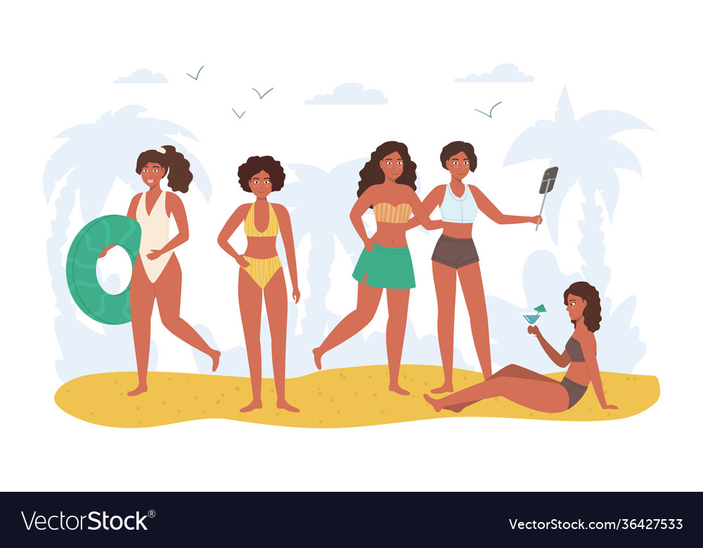 Cartoon color characters afro american women vector image Cartoon color characters afro american women