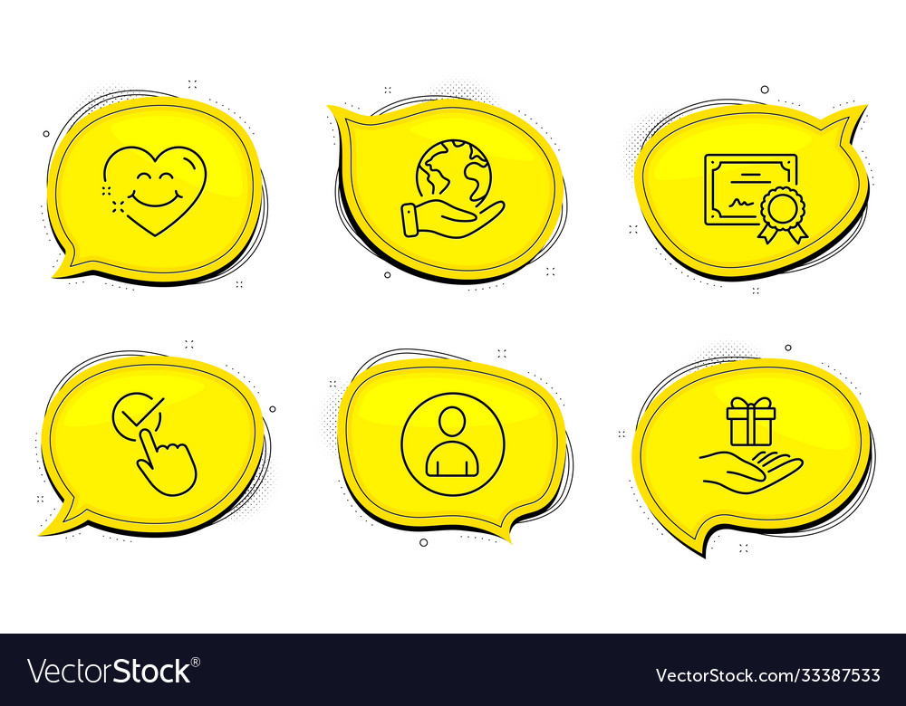 Checkbox smile face and loyalty program icons set vector image Checkbox smile face and loyalty program icons set