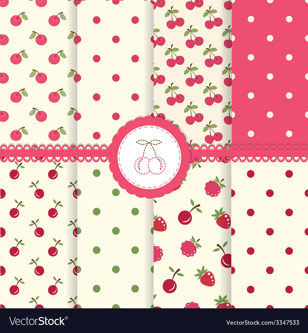Cherry Polka Dot Seamless Patterns