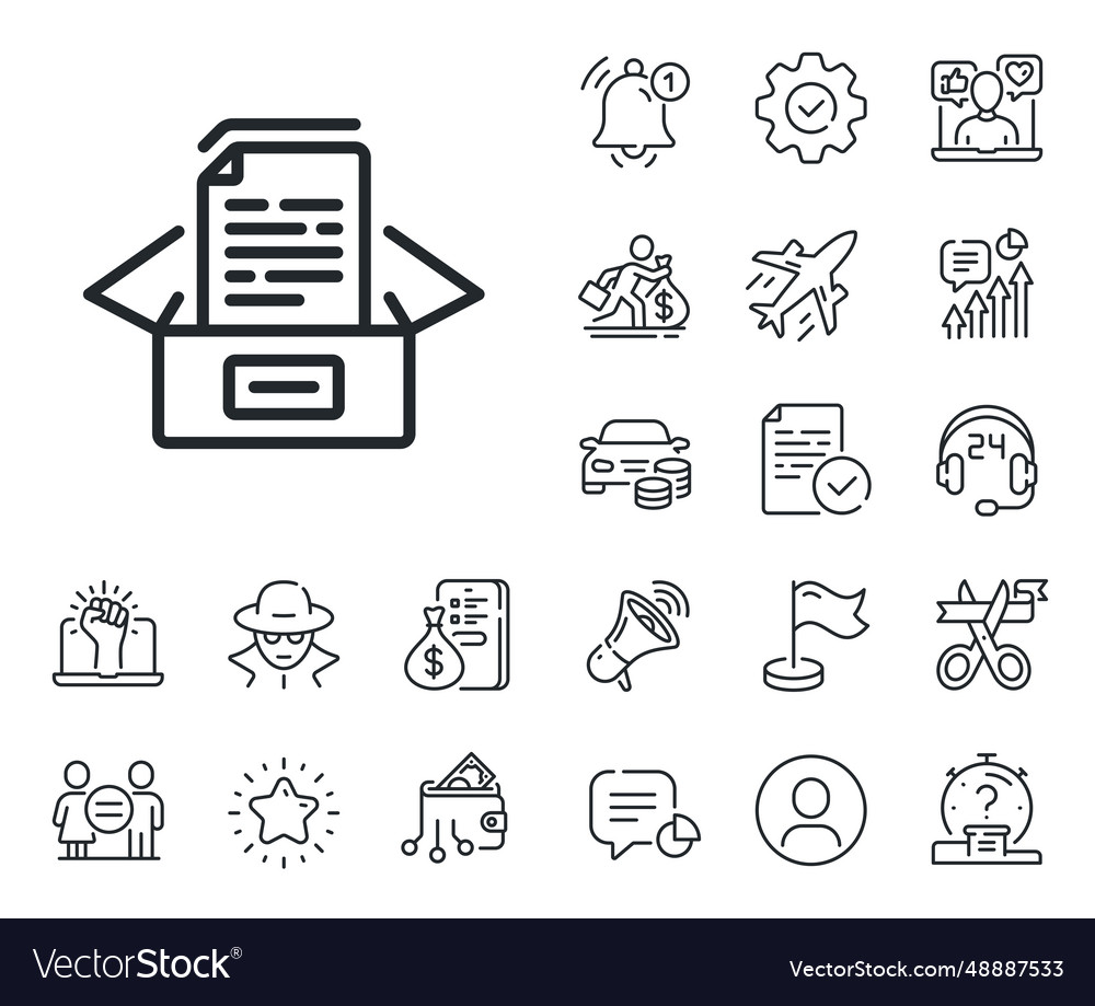 Documents box line icon doc files page sign