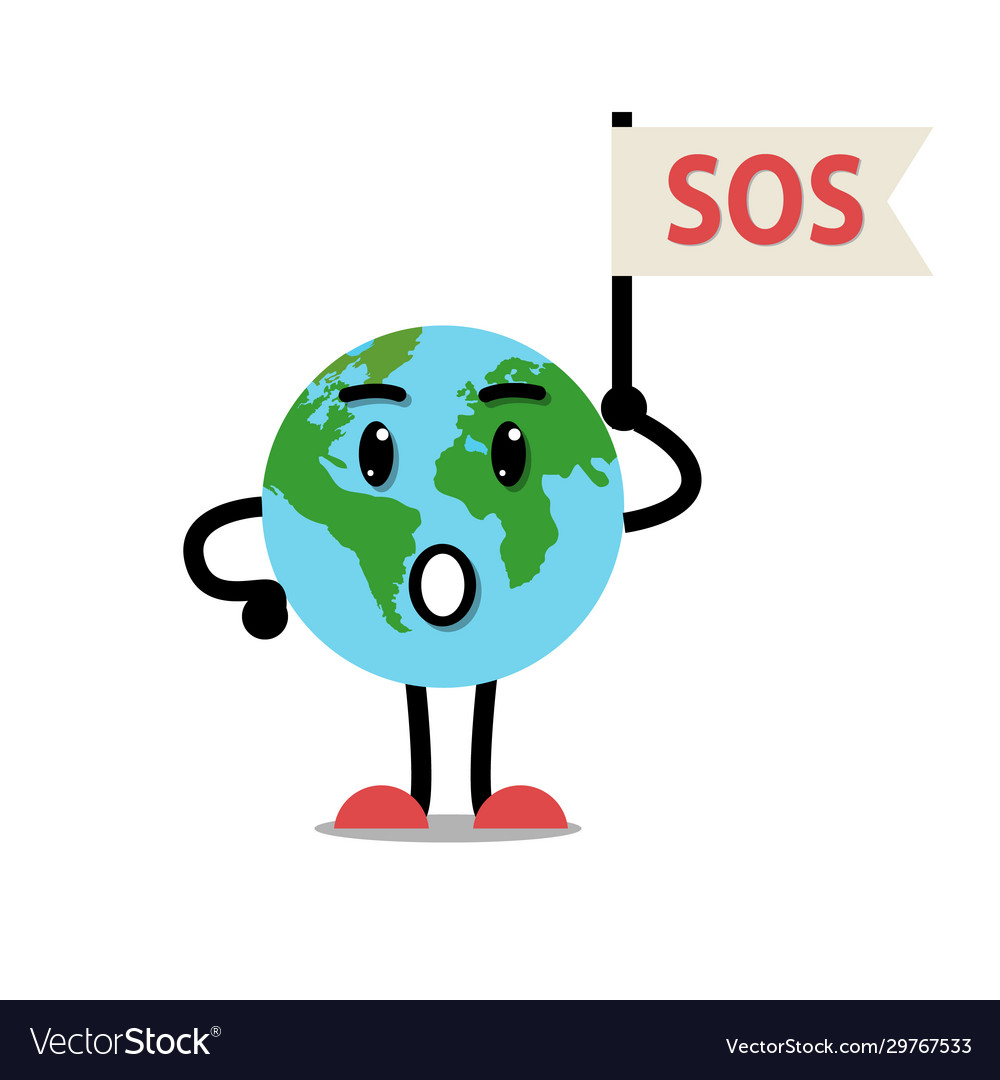 Earth ask sos character Royalty Free Vector Image