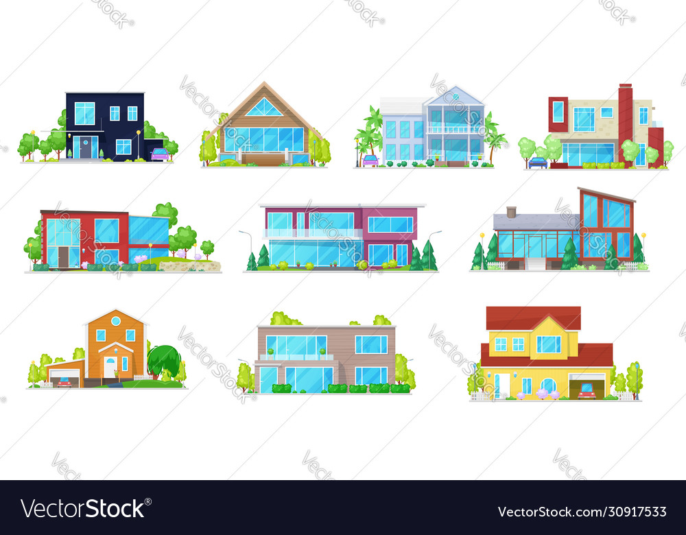 Flat icons home house villa mansion and cottage vector image Flat icons home house villa mansion and cottage